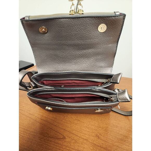 Kate Spade New York Satchel Zipper Fringe Shoulder Crossbody Silver/Grey Purse L - Picture 10 of 11
